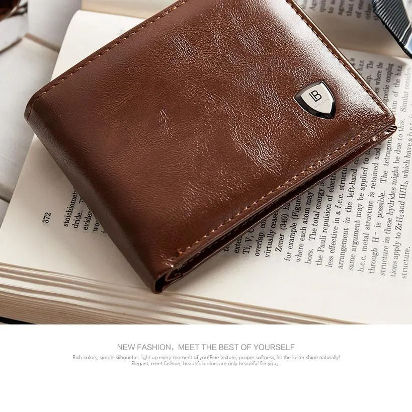 BOSTANTEN Men's PU Leather Tri-fold Wallet Clasp and Zipper Coin Purse Wallet For Men - Oshi.pk - Buy & Sell Online