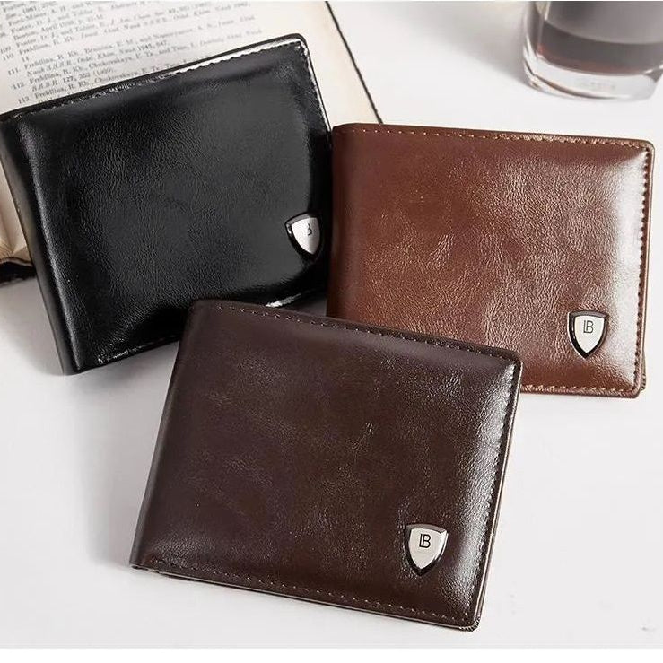 BOSTANTEN Men's PU Leather Tri-fold Wallet Clasp and Zipper Coin Purse Wallet For Men - Oshi.pk - Buy & Sell Online