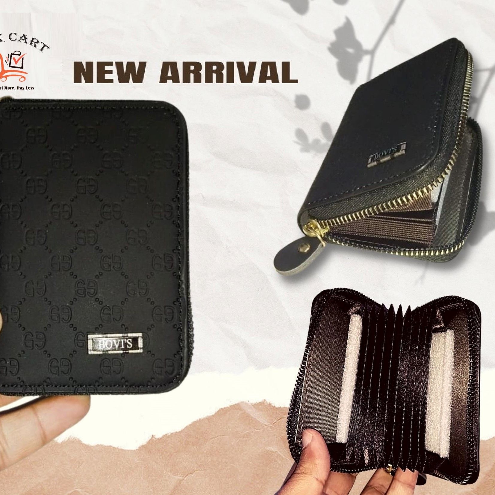 Bovi's Men's Genuine Leather Card Holder Storage Bags Blocking Zipper Thin Pocket - Oshi.pk - Buy & Sell Online