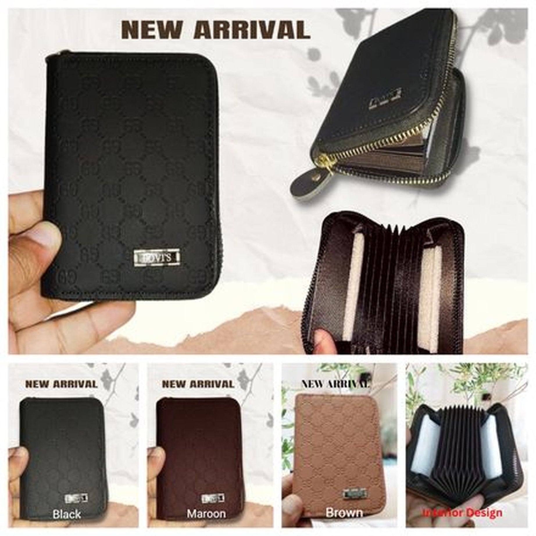Bovi's Men's Genuine Leather Card Holder Storage Bags Blocking Zipper Thin Pocket - Oshi.pk - Buy & Sell Online