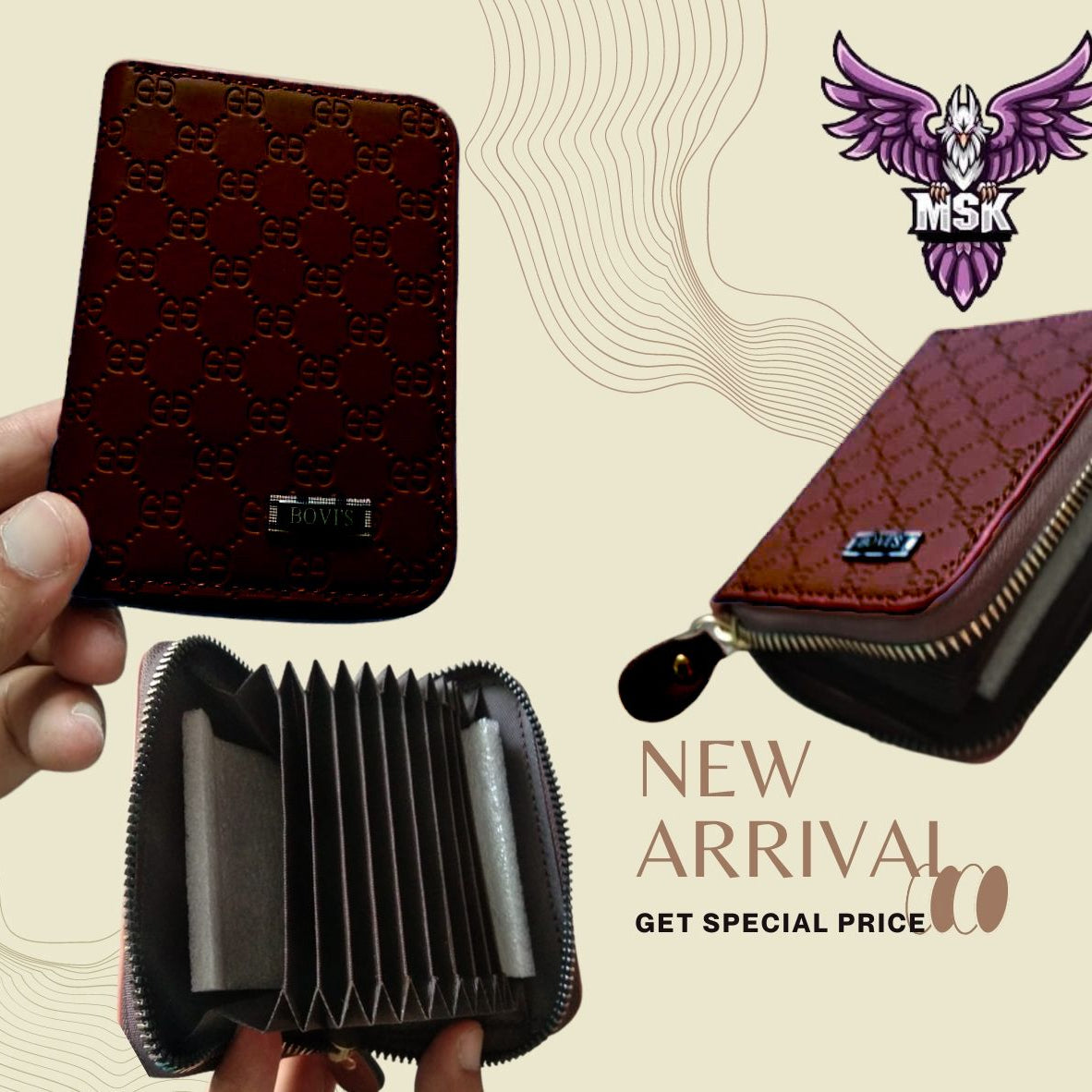 Bovi's Men's Genuine Leather Card Holder Storage Bags Blocking Zipper Thin Pocket - Oshi.pk - Buy & Sell Online