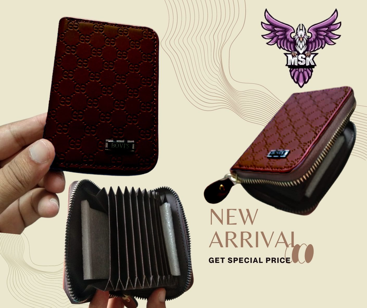 Bovi's Men's Genuine Leather Card Holder Storage Bags Blocking Zipper Thin Pocket - Oshi.pk - Buy & Sell Online