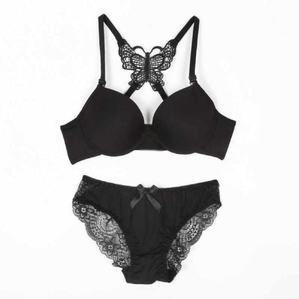 Sexy Lady Push Up Lingerie Bra Set Butterfly Back Latest Style Bra Panty Set