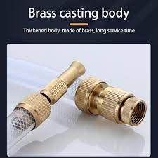 Brass Nozzle Water Spray Gun Jet Hose Nozzles Pipe High Pressure For Car,Bike,Window Cleaning Sprayer And Plants Gardening Washing (Without Pipe) Gold - Oshi.pk - Buy & Sell Online