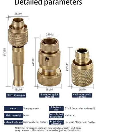 Brass Nozzle Water Spray Gun Jet Hose Nozzles Pipe High Pressure For Car,Bike,Window Cleaning Sprayer And Plants Gardening Washing (Without Pipe) Gold - Oshi.pk - Buy & Sell Online