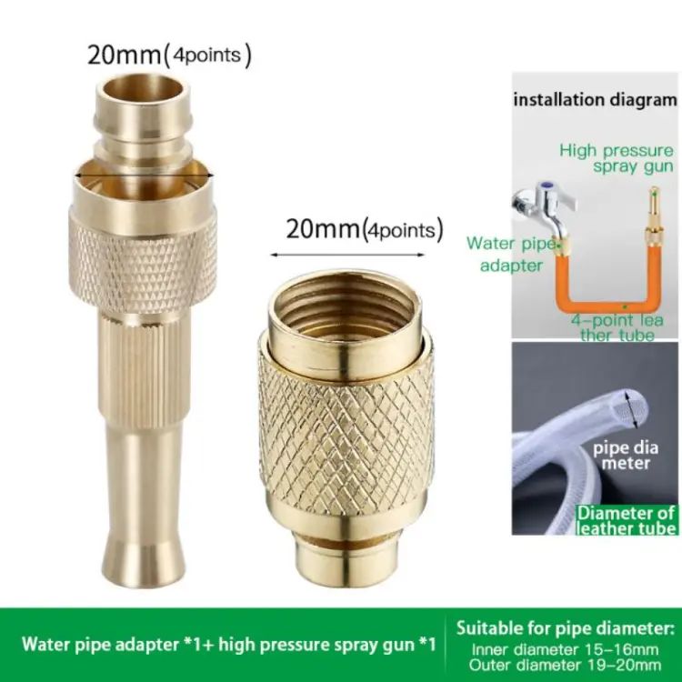 Brass Nozzle Water Spray Gun Jet Hose Nozzles Pipe High Pressure For Car,Bike,Window Cleaning Sprayer And Plants Gardening Washing (Without Pipe) Gold - Oshi.pk - Buy & Sell Online