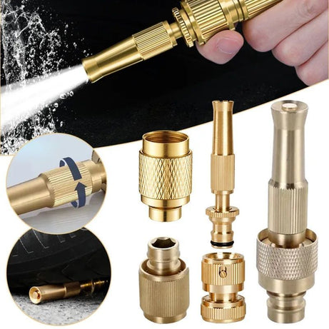 Brass Nozzle Water Spray Gun Jet Hose Nozzles Pipe High Pressure For Car,Bike,Window Cleaning Sprayer And Plants Gardening Washing (Without Pipe) Gold - Oshi.pk - Buy & Sell Online