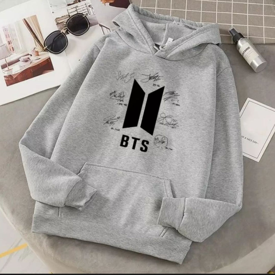 BTS Fleece Grey Hoodie For Women New Arrival - Oshi.pk - Buy & Sell Online