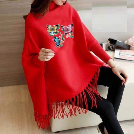 Multi Butterfly Printed Fleece Stylish Poncho For Women - Oshi.pk - Buy & Sell Online