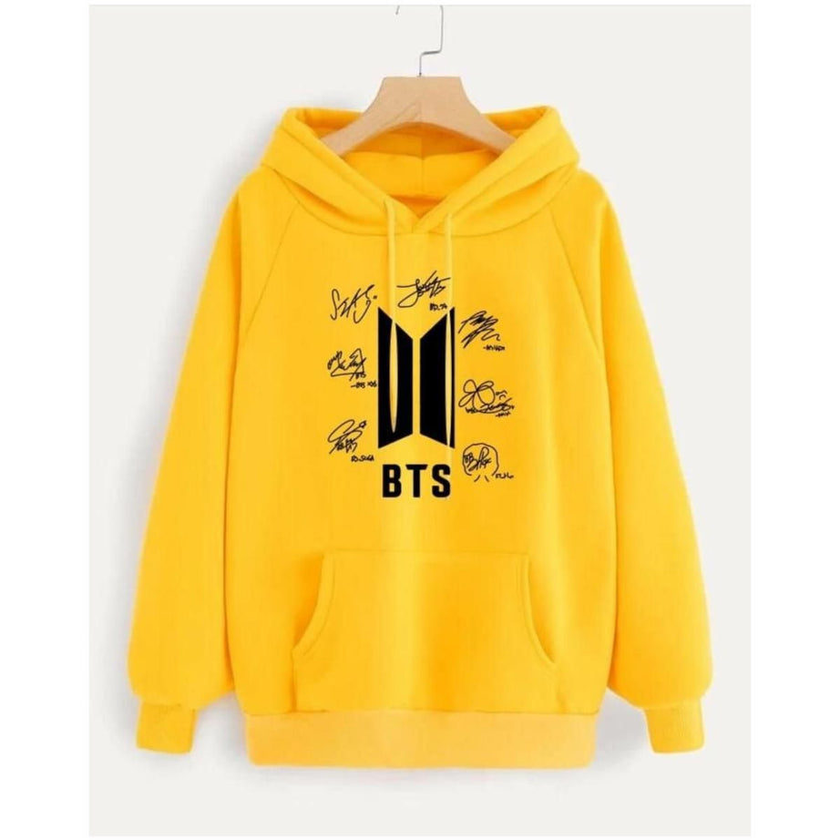 bts Printed Pullover Yellow Hood For WOmen And Girls - Oshi.pk - Buy & Sell Online