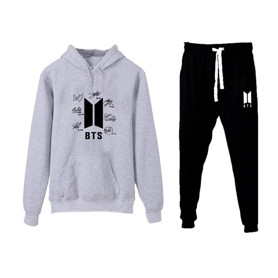 BTS Signature Printed Winter Tracksuit With Warm Fleece Grey Hoodie and Trouser For Womens - Oshi.pk - Buy & Sell Online