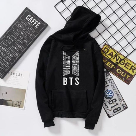 BTS Signature Pull Over Black Hoodie For Women - Oshi.pk - Buy & Sell Online