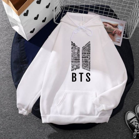 BTS Signature Pull Over White Hoodie For Women - Oshi.pk - Buy & Sell Online