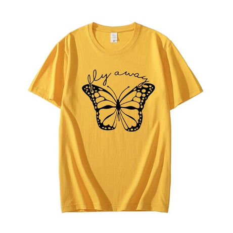 Butterfly Printed Cotton Half Sleeves O Neck T Shirt For Women - Oshi.pk - Buy & Sell Online