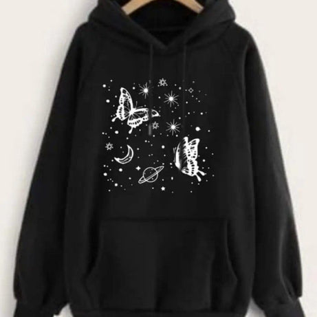 Butterfly Printed Pullover Hoodie for Women And Girls - Oshi.pk - Buy & Sell Online