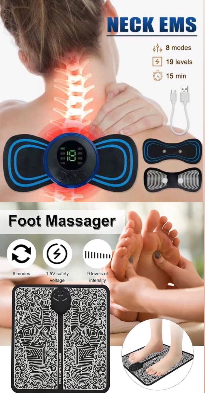 Buy 1 Get 1 Free (Ems Neck Massager + Ems Foot Massager) Buy Ems Foot Massager And Get Ems Neck Massager Free - Oshi.pk - Buy & Sell Online