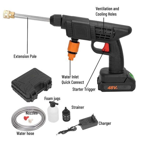 Car Pressure Washer Cordless Portable Cleaner 48V High Wireless Lithium Battery 3 In 1 Nozzle - Oshi.pk - Buy & Sell Online