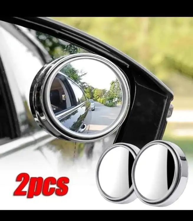 Car Round Mirror Original Glass Rear view Blind spot Side Mirror Wide angle 360 lens 2 pcs - Oshi.pk - Buy & Sell Online