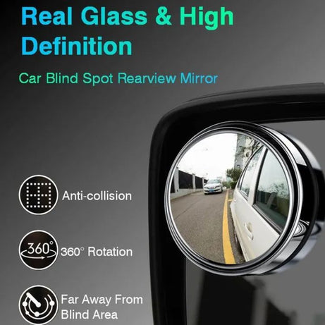 Car Round Mirror Original Glass Rear view Blind spot Side Mirror Wide angle 360 lens 2 pcs - Oshi.pk - Buy & Sell Online