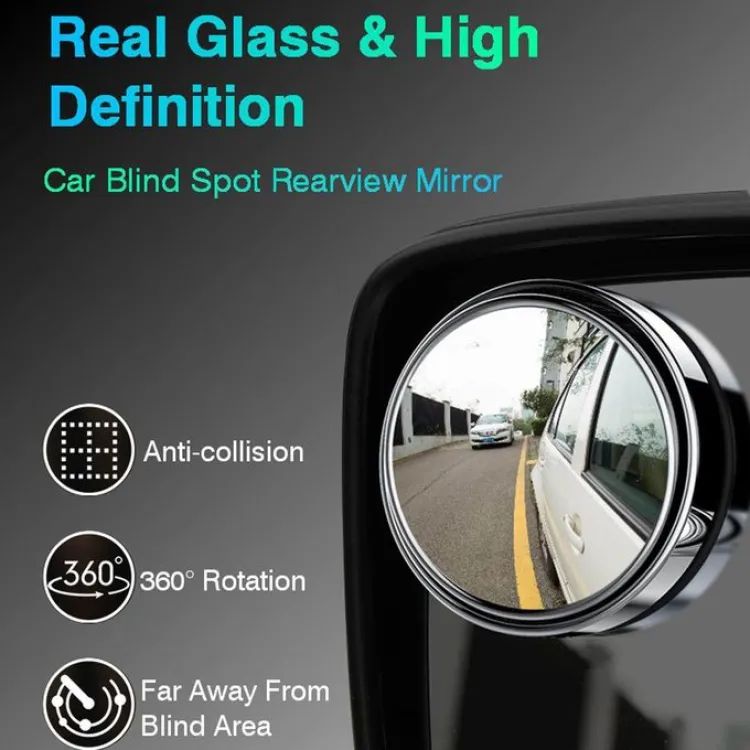 Car Round Mirror Original Glass Rear view Blind spot Side Mirror Wide angle 360 lens 2 pcs - Oshi.pk - Buy & Sell Online
