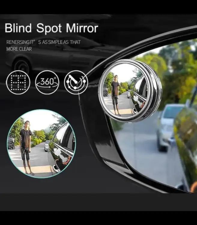 Car Round Mirror Original Glass Rear view Blind spot Side Mirror Wide angle 360 lens 2 pcs - Oshi.pk - Buy & Sell Online