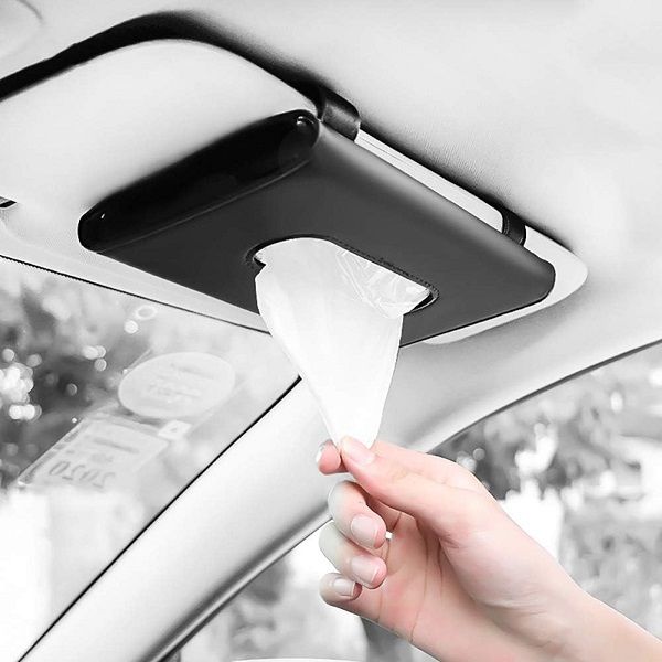 Car Tissue Holder Mask Holder Rectangular Sun Visor (Black) - Oshi.pk - Buy & Sell Online