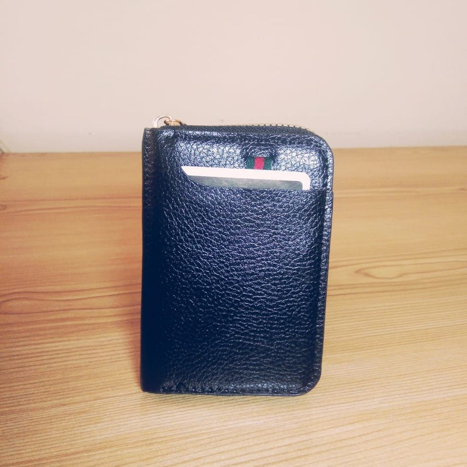 New Men's Leather Card Holder Storage Bags Blocking Zipper Thin Pocket - Oshi.pk - Buy & Sell Online