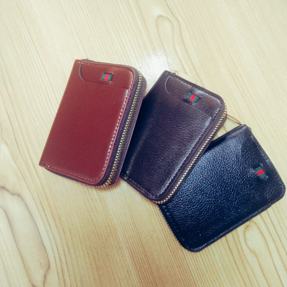 New Men's Leather Card Holder Storage Bags Blocking Zipper Thin Pocket - Oshi.pk - Buy & Sell Online