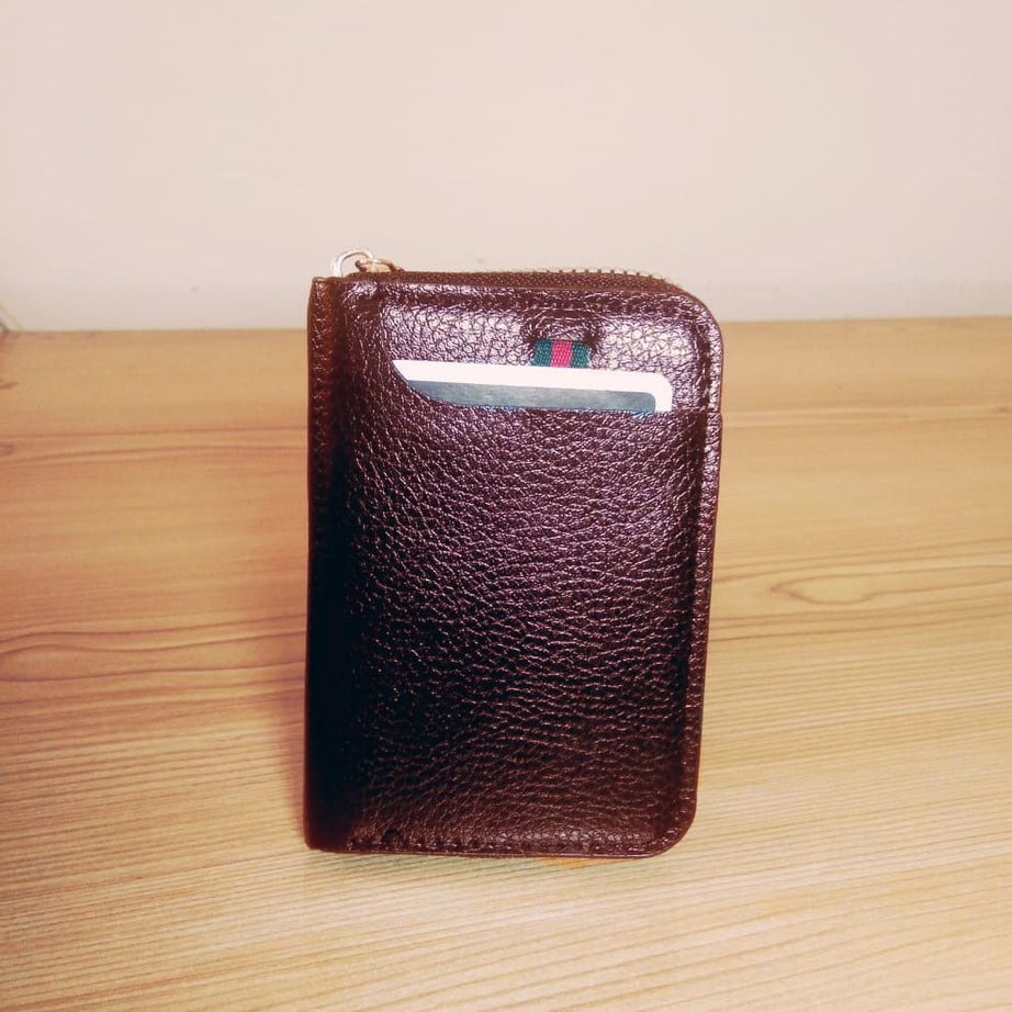 New Men's Leather Card Holder Storage Bags Blocking Zipper Thin Pocket - Oshi.pk - Buy & Sell Online