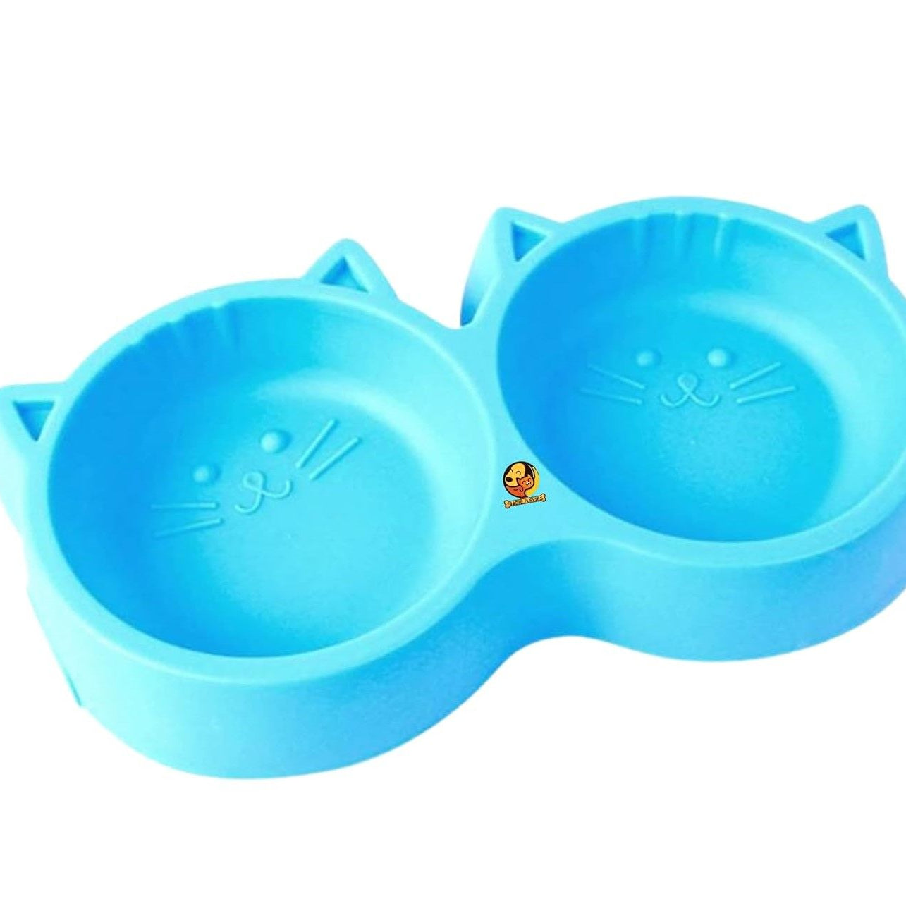 PACK 2 Cat Shaped Double food bowl Pet Plastic food bowl Foodie Puppies Pet Feeding Plastic Cat Face Shaped Double Bowl Food & Water Feed - Oshi.pk - Buy & Sell Online