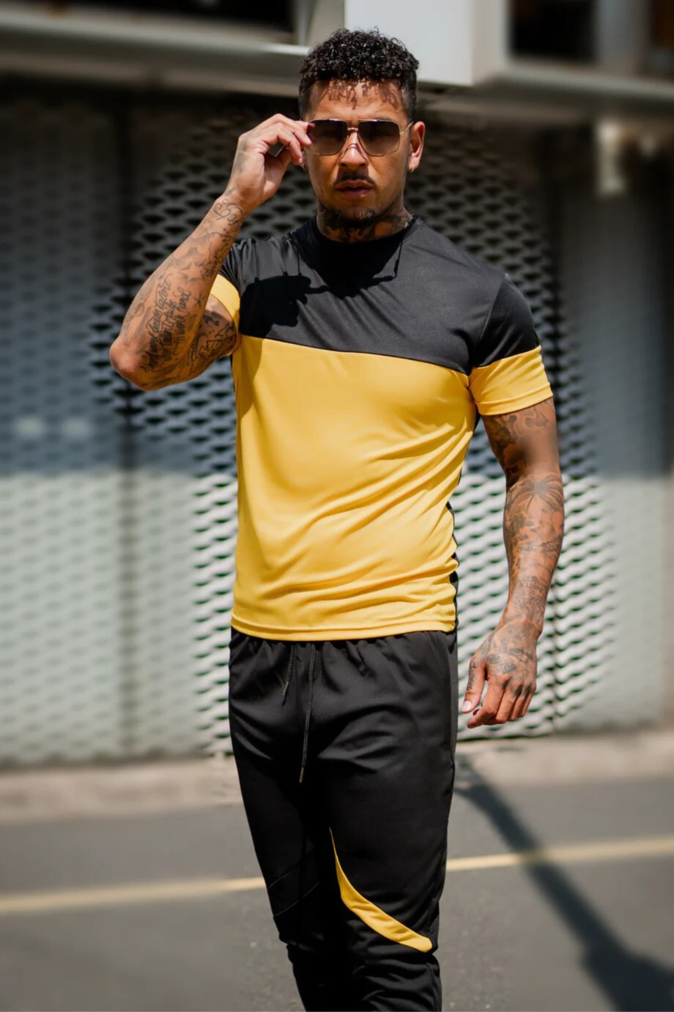 CBZ-Stylish Black & Yellow Dry Fit Tracksuit For Men - Oshi.pk - Buy & Sell Online