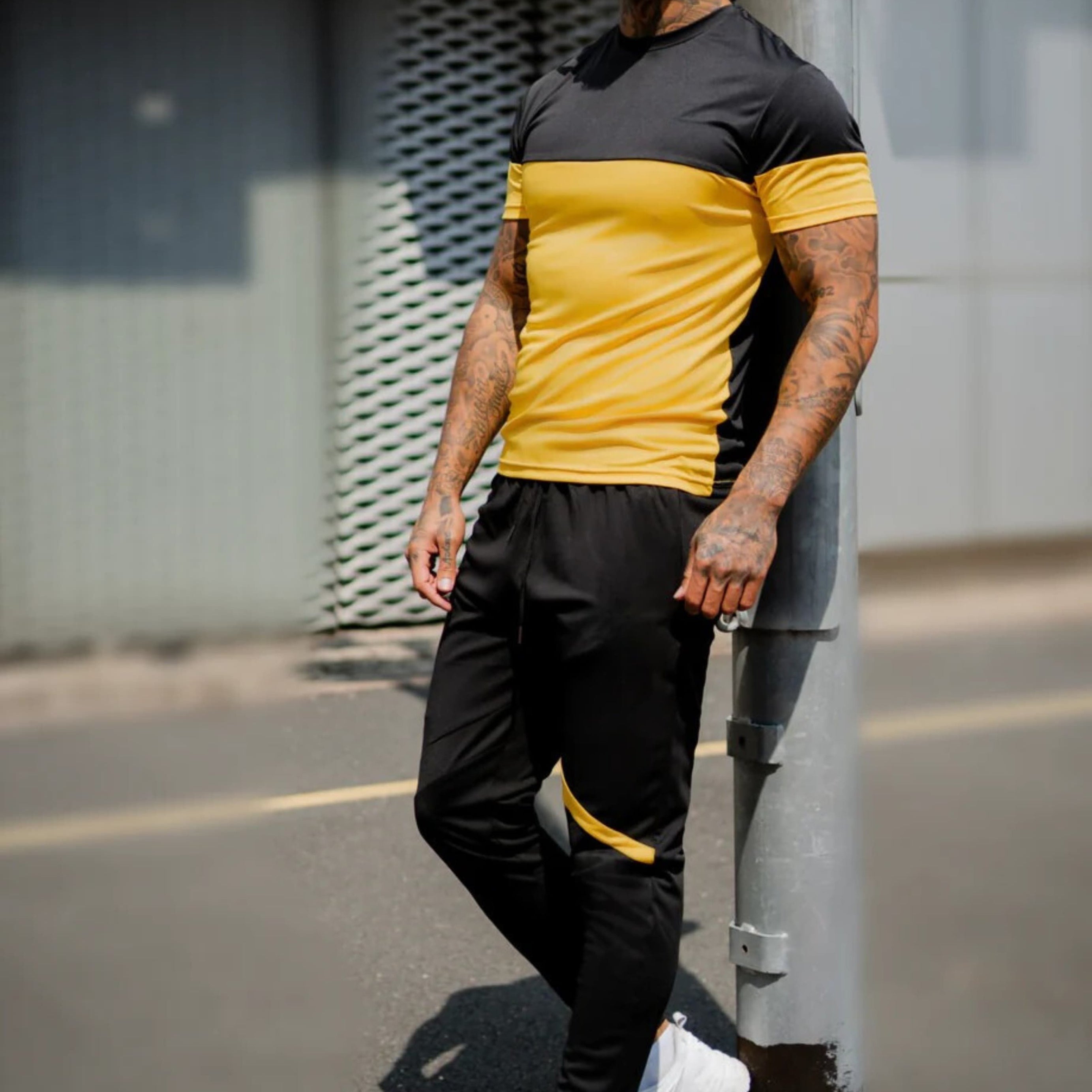 CBZ-Stylish Black & Yellow Dry Fit Tracksuit For Men - Oshi.pk - Buy & Sell Online