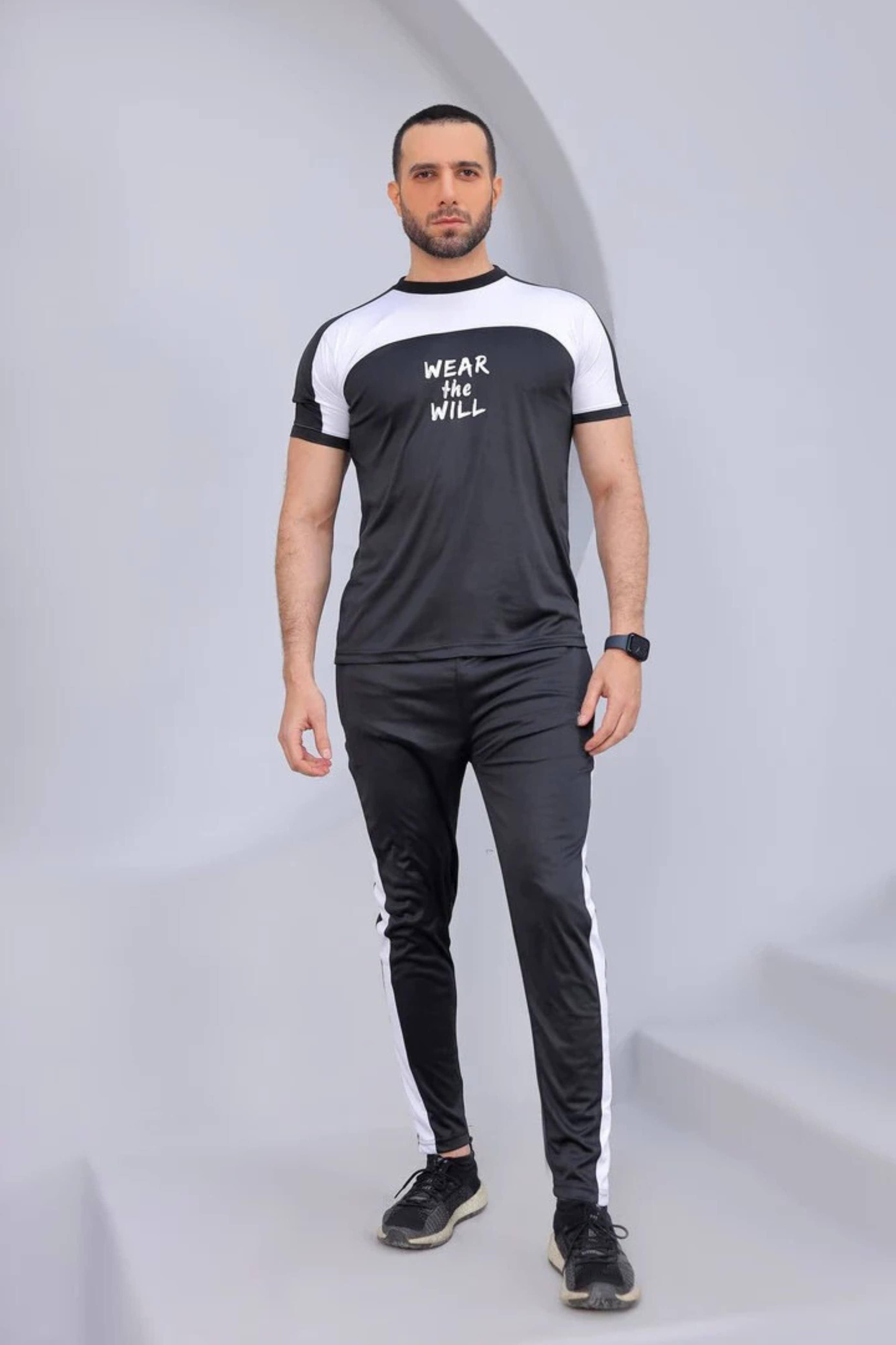CBZ-Stylish Black & White Printed Dry Fit Tracksuit For Men - Oshi.pk - Buy & Sell Online