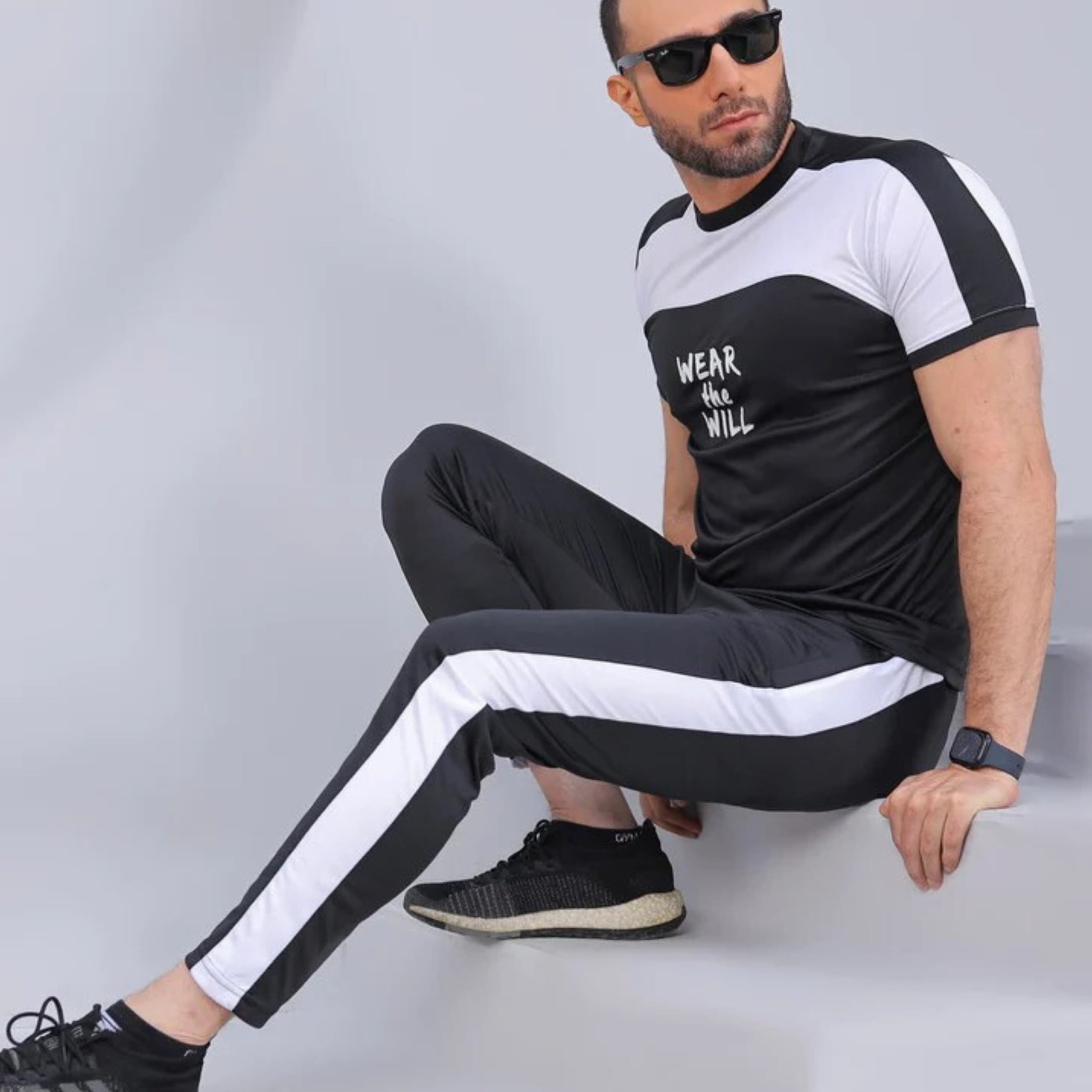 CBZ-Stylish Black & White Printed Dry Fit Tracksuit For Men - Oshi.pk - Buy & Sell Online