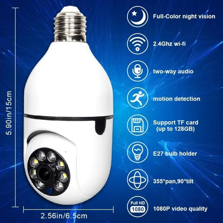 CCTV 1080P Full HD CCTV Camera CCTV Camera Wifi Smart Camera Wifi Camera Home Security Camera Smart Camera Wifi CCTV Wifi Camera Blub Socket Security - Oshi.pk - Buy & Sell Online