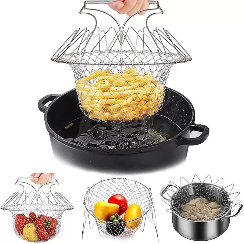 Chef Basket 2 in 1 Kitchen Tool - Frying Strainer , Boiler, Steamer, Strainer & Deep Fryer - Oshi.pk - Buy & Sell Online