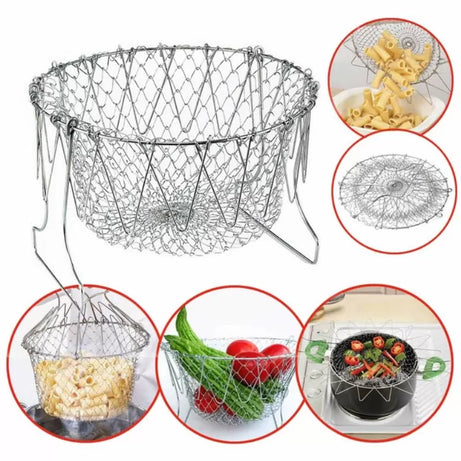 Chef Basket 2 in 1 Kitchen Tool - Frying Strainer , Boiler, Steamer, Strainer & Deep Fryer - Oshi.pk - Buy & Sell Online