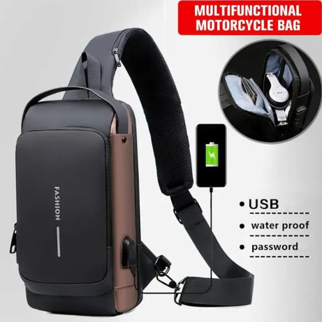 Chest Bag Multifunction Crossbody Sport Running Travel Sling Pack Anti-theft USB Charge Shoulder Messenger Pack Luxury Brand Men - Oshi.pk - Buy & Sell Online