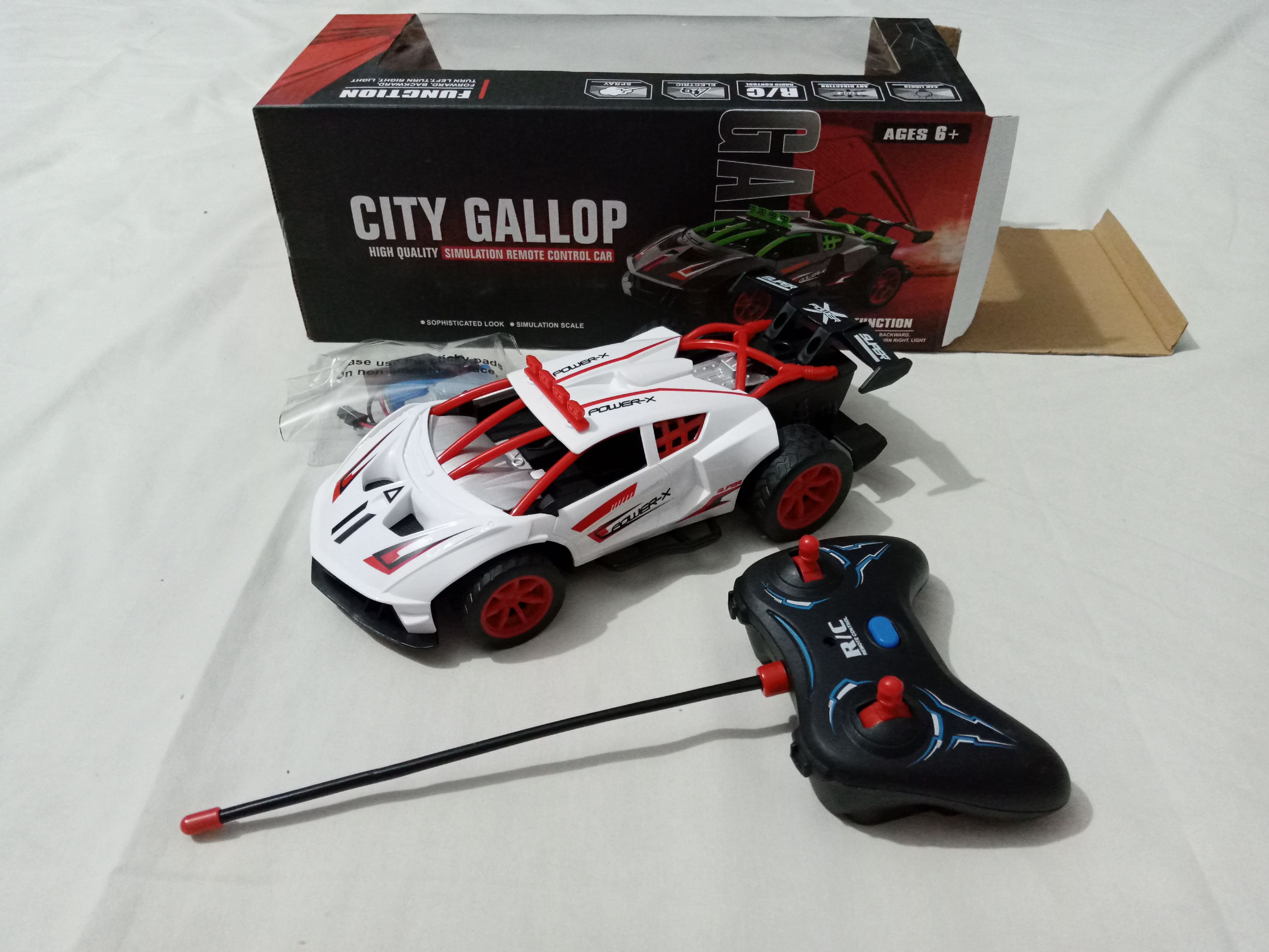 City Gallop Racing Car - Remote Control - Rechargeable Battery - Drop Water in and get Smoke - Oshi.pk - Buy & Sell Online