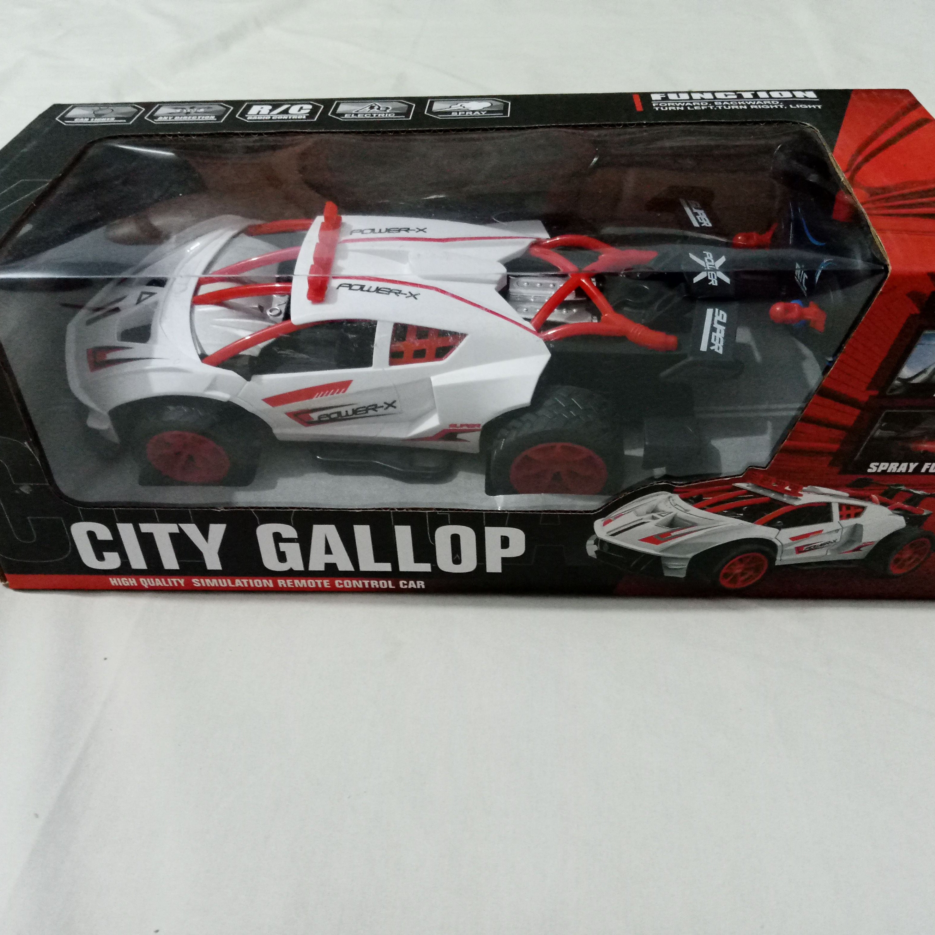City Gallop Racing Car - Remote Control - Rechargeable Battery - Drop Water in and get Smoke - Oshi.pk - Buy & Sell Online