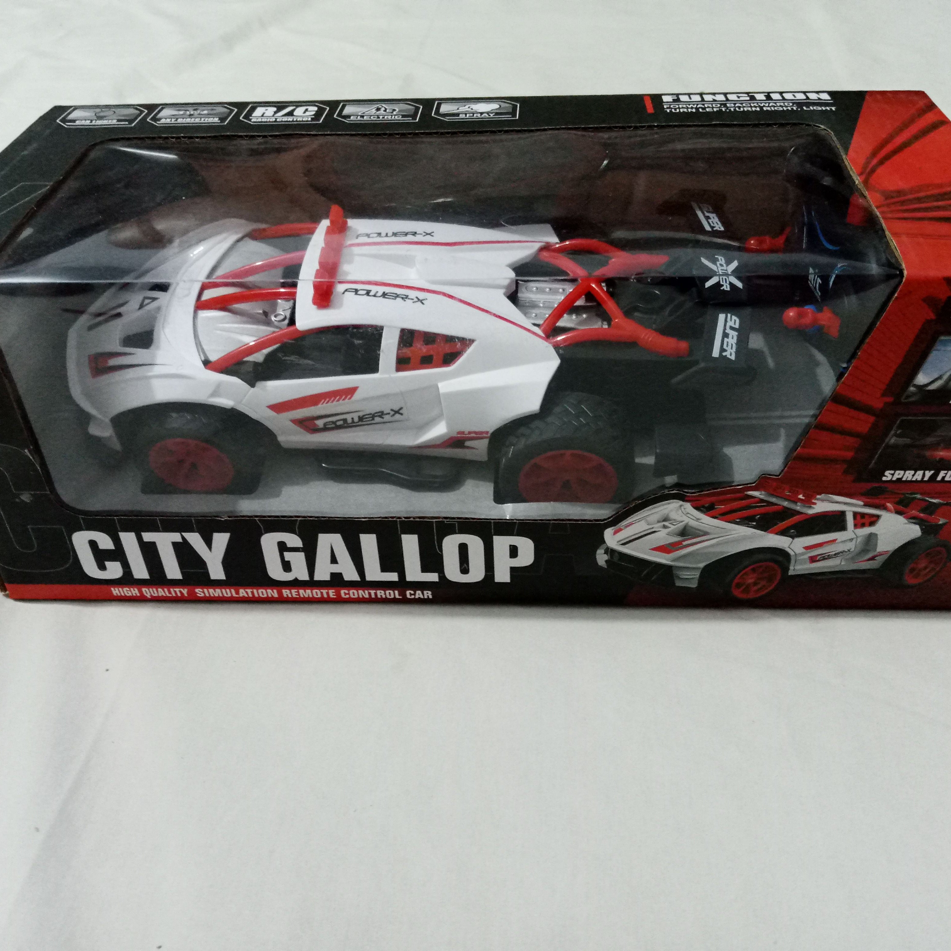 City Gallop Racing Car - Remote Control - Rechargeable Battery - Drop Water in and get Smoke