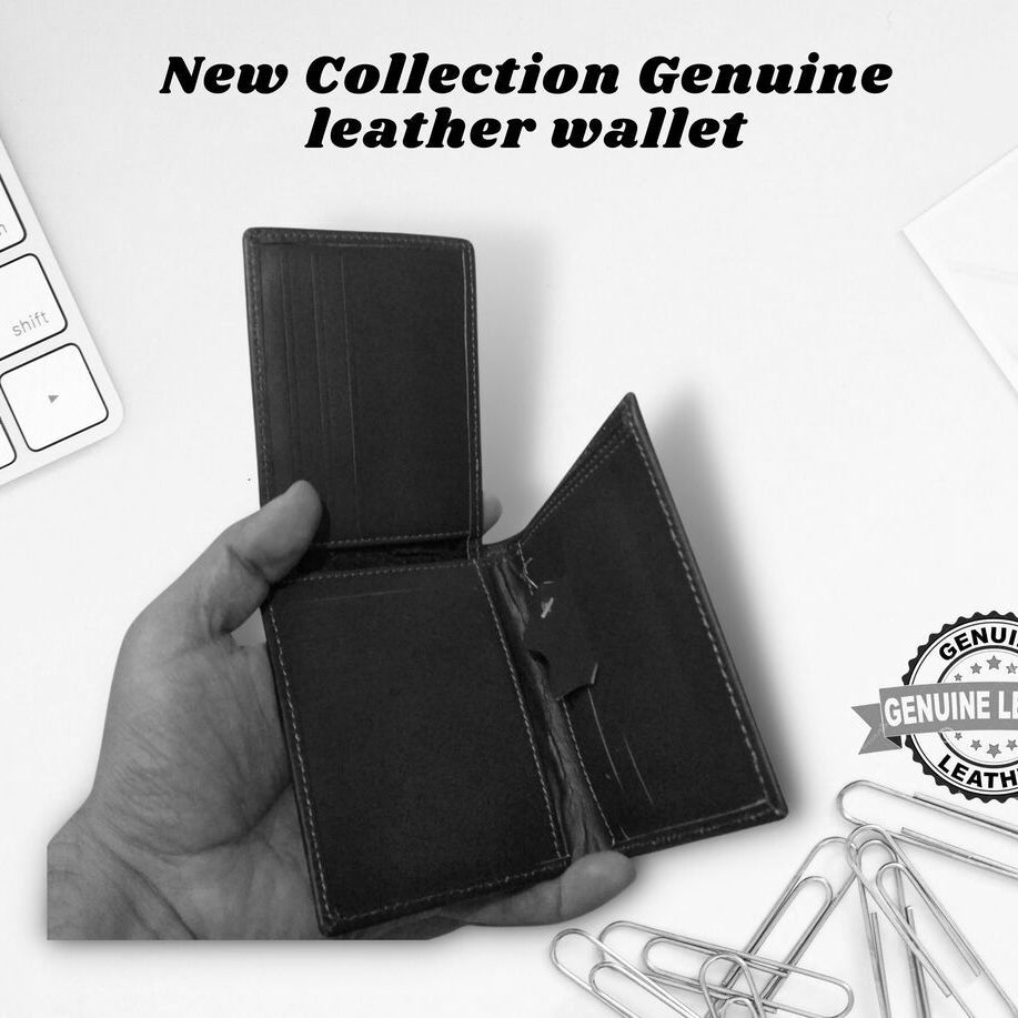 Classic Charm Genuine Cow Leather Card Holder Tri-Fold Wallets for Men - Oshi.pk - Buy & Sell Online