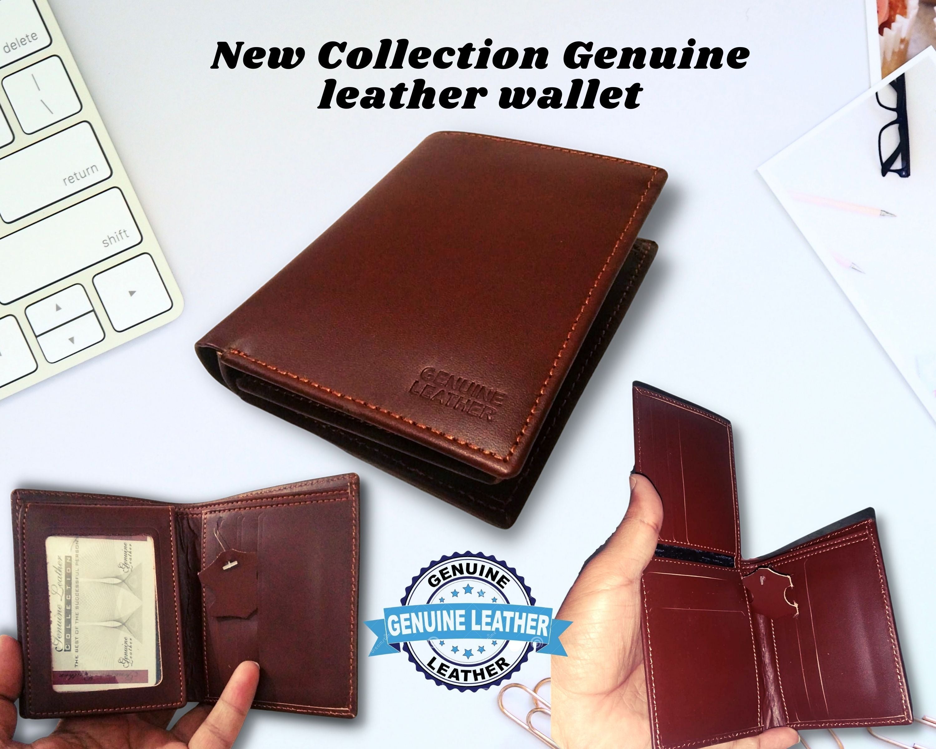 Classic Charm Genuine Cow Leather Card Holder Tri-Fold Wallets for Men - Oshi.pk - Buy & Sell Online