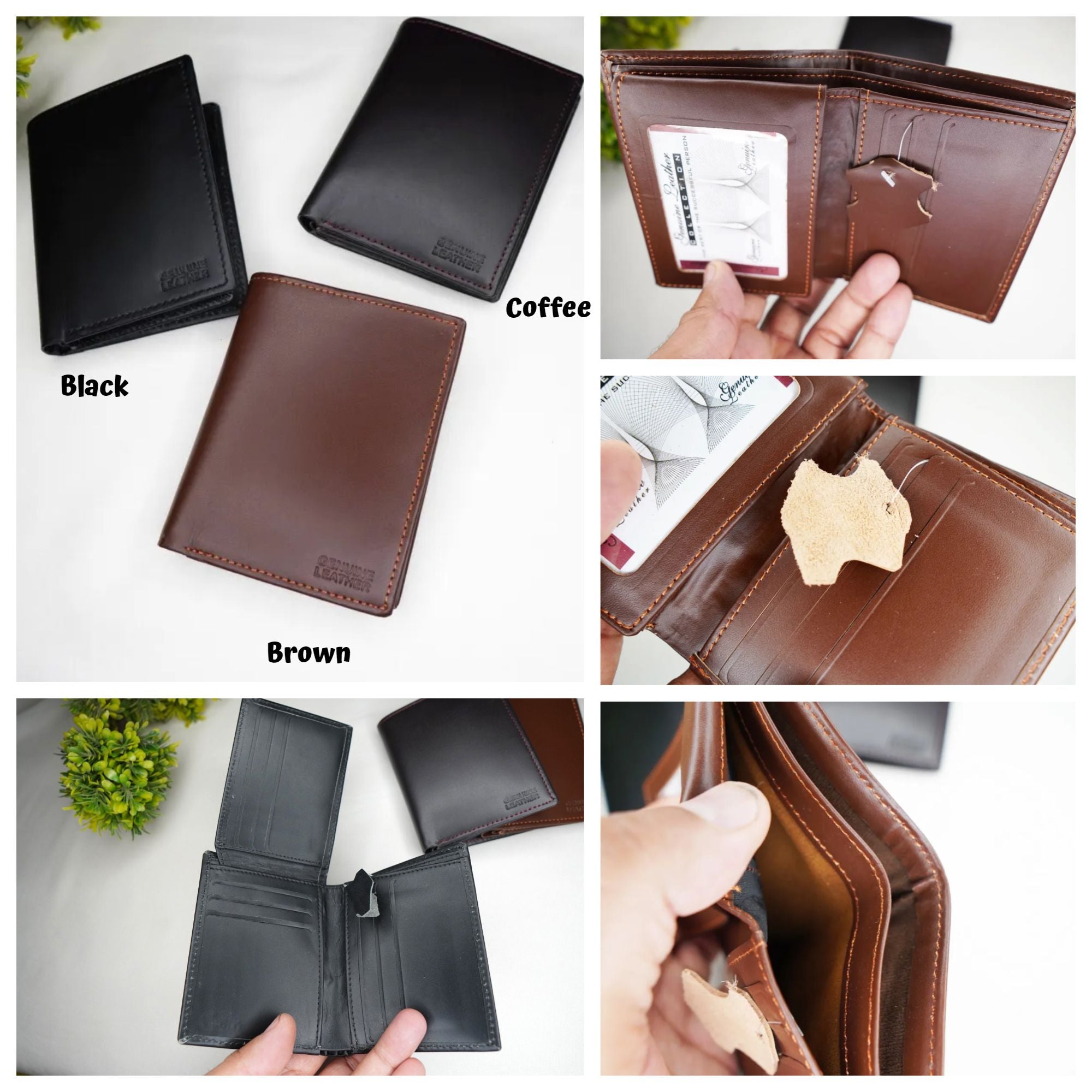 Classic Charm Genuine Cow Leather Card Holder Tri-Fold Wallets for Men - Oshi.pk - Buy & Sell Online
