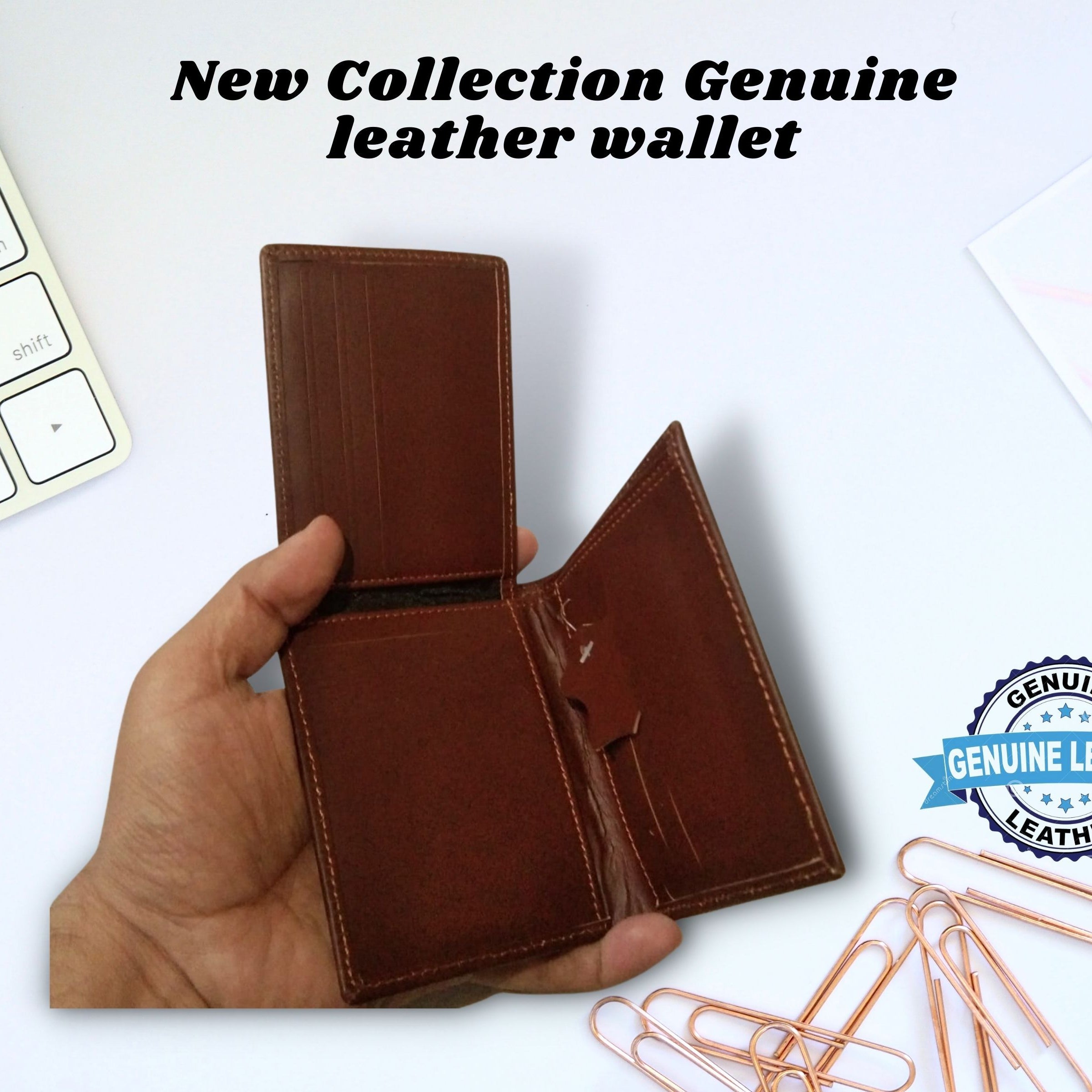 Classic Charm Genuine Cow Leather Card Holder Tri-Fold Wallets for Men - Oshi.pk - Buy & Sell Online