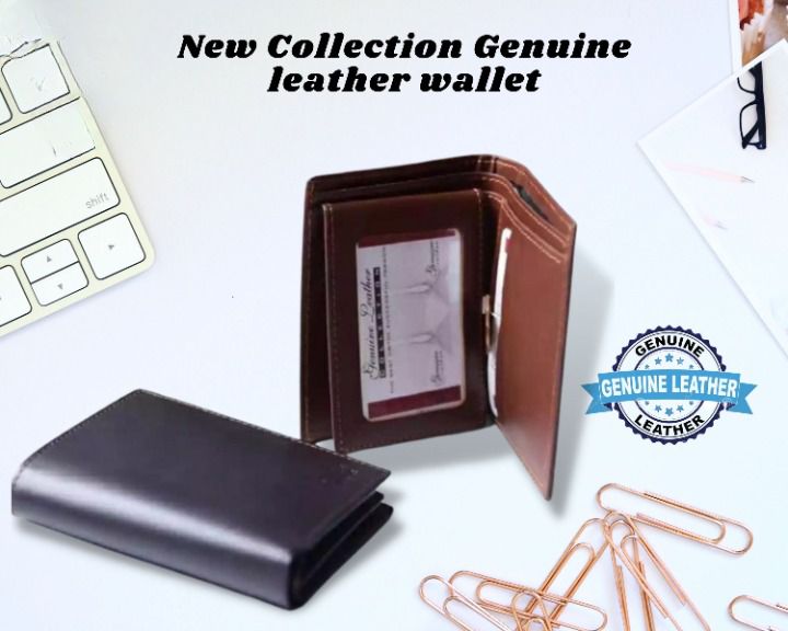 Classic Charm Genuine Cow Leather Card Holder Tri-Fold Wallets for Men - Oshi.pk - Buy & Sell Online