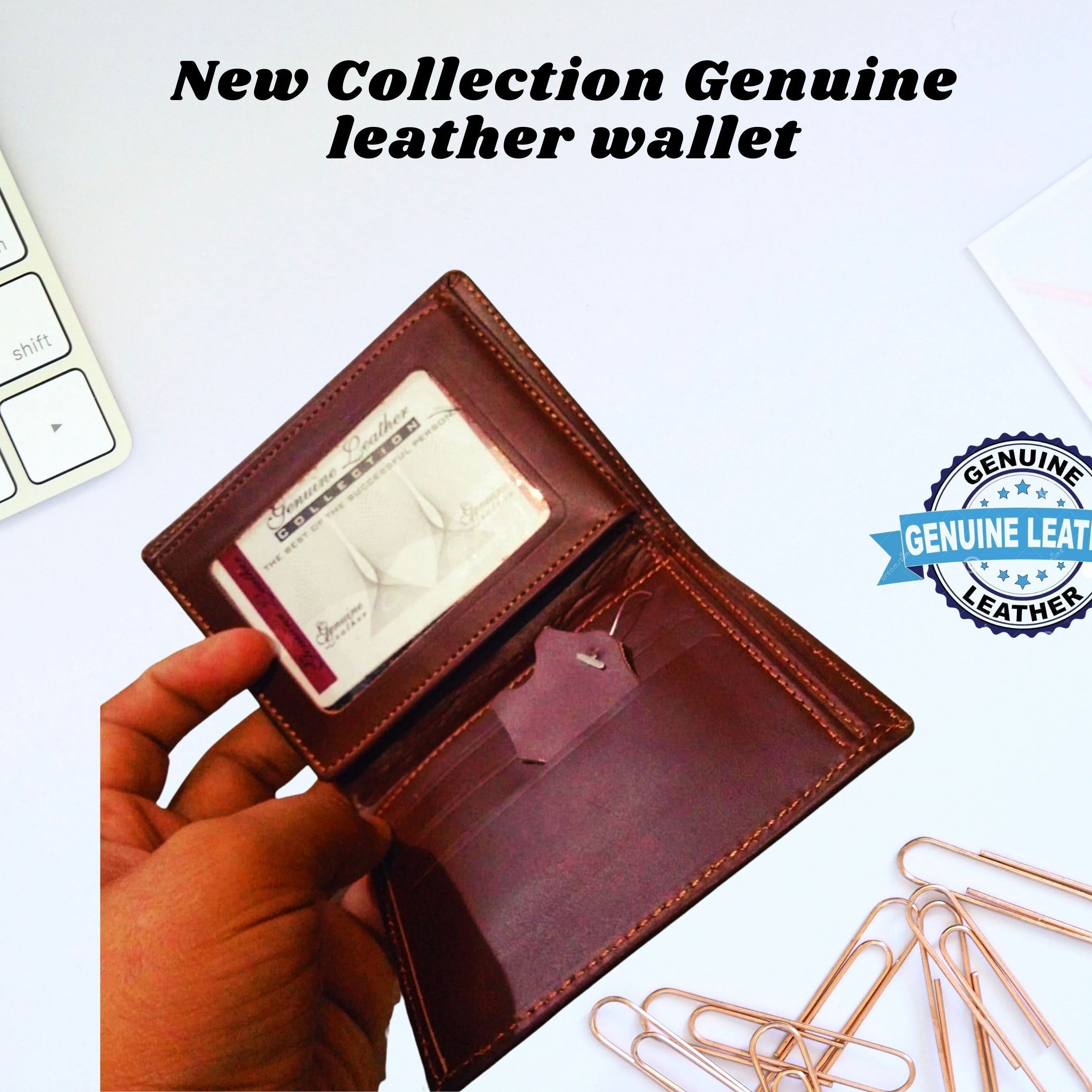 Classic Charm Genuine Cow Leather Card Holder Tri-Fold Wallets for Men - Oshi.pk - Buy & Sell Online