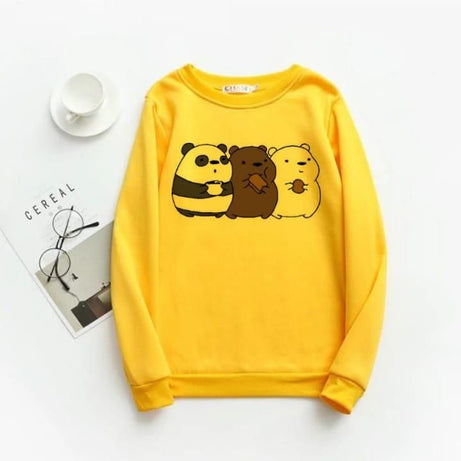 CLASSY CUTE 3 BEAR PANDA Tag Print Thick & Fleece Fabric Rib Sweatshirt for Winter sweatshirt Fashion Wear for Women / Girls - Oshi.pk - Buy & Sell Online