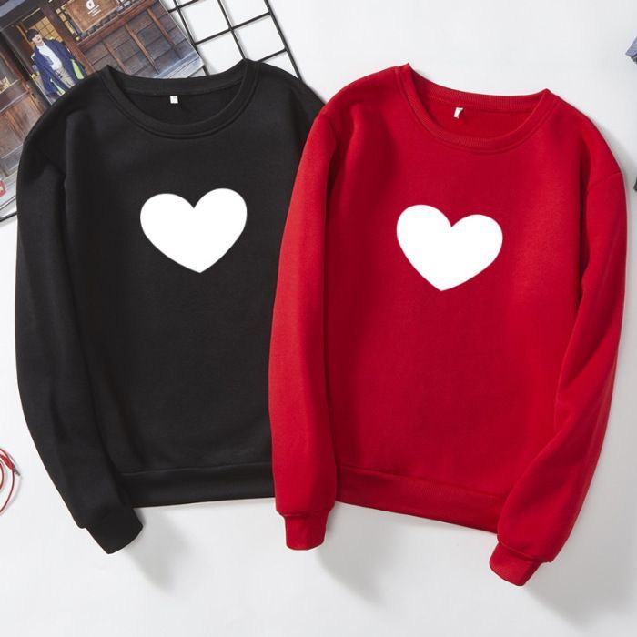 PACK OF 2 HEART PRINT Tag Print Thick & Fleece Fabric Rib Sweatshirt for Winter sweatshirt Fashion Wear for Women / Girls - Oshi.pk - Buy & Sell Online