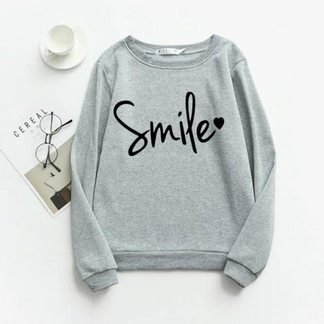 CLASSY SMILE HEART Thick & Fleece Fabric Rib Sweatshirt for Winter sweatshirt Fashion Wear for Women / Girls - Oshi.pk - Buy & Sell Online